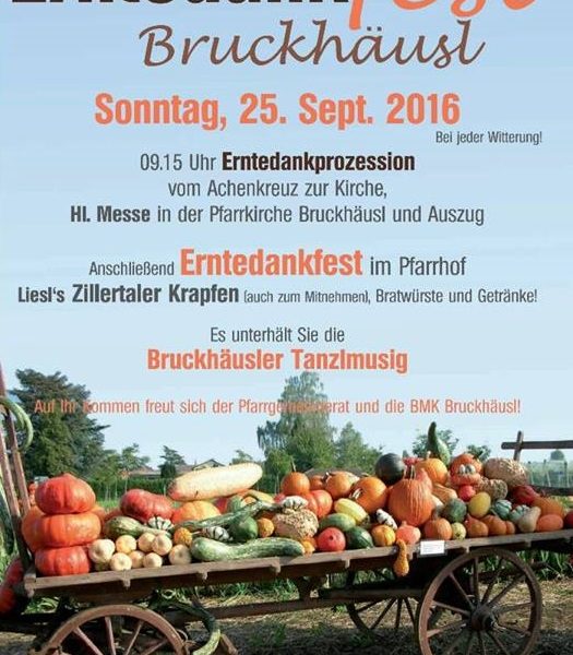 Erntedankfest Bruckhäusl am 25.9.2016. Plakat: BMK Bruckhäusl