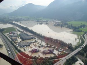 Hochwasser 2005. Foto: Flugrettung
