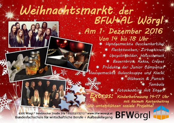 Plakat Weihnachtsmarkt BFW + AL Wörgl.