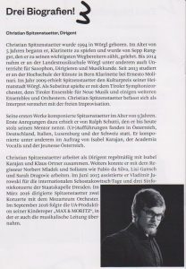 Christian Spitzenstaetters Biografie aus dem Programmheft. Quelle: KOMP.ART
