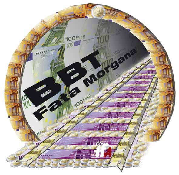Grafik des Transitforum Tirol Austria - der Brennerbasistunnel BBT als Milliarden-gepflasterte Fata Morgana... Grafik: http://www.transitforum.at/