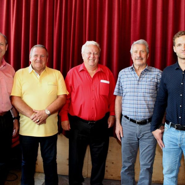 V.l. Günter Mayr, Heinz Hahndl, Rudolf Srba, Helmut Pangrazzi, Florian Guggenbichler. Foto: Wilhelm Maier