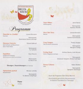 Programm des Frühjahrskonzertes der BMK Bruckhäusl.