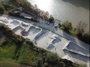 Der Wörgler Skateboardpark am Inn wird am 14. Juli 2018 nach seiner Fertigstellung der Öffentlichkeit vorgestellt. Foto: Bruno Astleitner