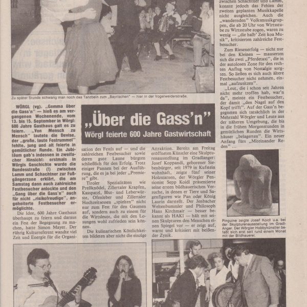 Zeitungsbericht 1985 Wörgler & Kufsteiner Rundschau.