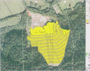 Plan-Darstellung der geplanten Steinbrucherweiterung der Mineral Abbau GmbH, die vom Gemeinderat abgelehnt wird. Grafik: Friedl ZT GmbH