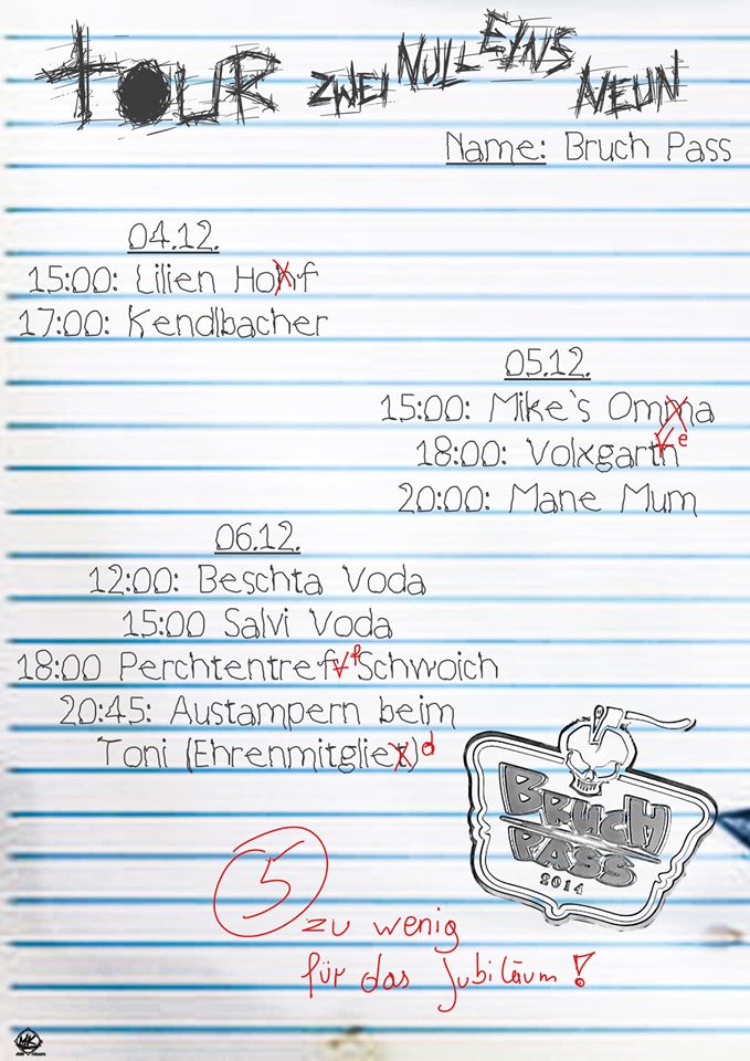 Tourplan der Bruch-Pass 2019.