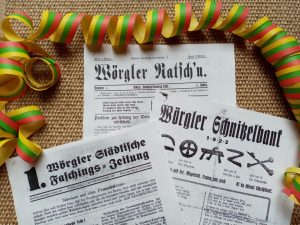 Historische Wörgler Faschingszeitungen. Foto: Veronika Spielbichler