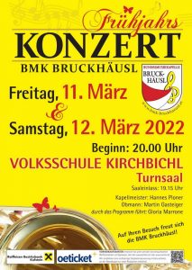 Plakat Frühjahrskonzert der BMK Bruckhäusl 2022.