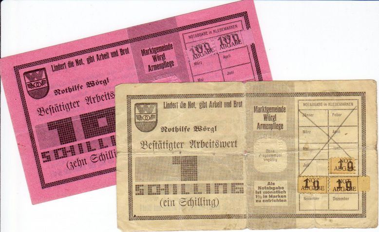 Wörgler Freigeld. Foto: Unterguggenberger Institut Archiv
