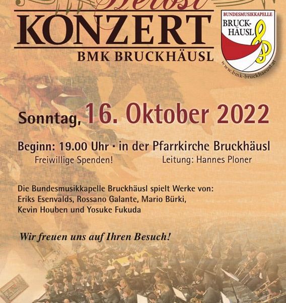 Herbstkonzert der BMK Bruckhäusl 2022. Grafik: BMK Bruckhäusl
