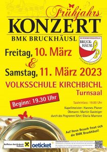 Frühjahrskonzert der BMK Bruckhäusl am 10. und 11. März 2023. Grafik: BMK Bruckhäusl
