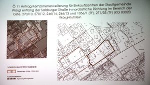 Der Wörgler Gemeinderat bewilligte am 23.3.2023 die Kernzonenerweiterung für die Einkaufszentren im Osten der Stadt. Grafik: ppt Stadtgemeinde