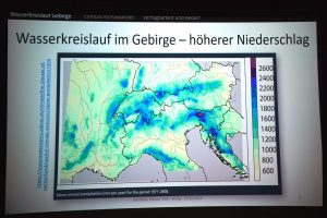 Aufgrund der Topografie sind Bergregionen bei den Niederschlägen begünstigt. Grafik: Überblick Wasser Tirol von Wolfgang Gurgiser