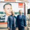 Beim Wahlkampfauftakt: Andreas Babler (rechts) und SPÖ-Bundesgeschäftsführer Klaus Seltenheim (links). Foto: SPÖ