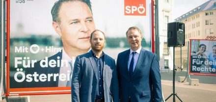 Beim Wahlkampfauftakt: Andreas Babler (rechts) und SPÖ-Bundesgeschäftsführer Klaus Seltenheim (links). Foto: SPÖ