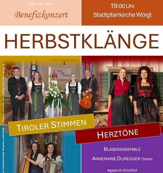 Die Pfarre Wörgl lädt am 26.10.2024 zum Benefizkonzert "Herbstklänge". Grafik: Pfarre Wörgl