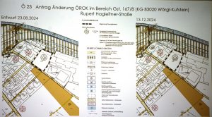 Im schwarz gekennzeichneten Bereich entsteht der neue Kindergarten an der Hagleitner Straße. Foto: Stadtgemeinde Präsentation im Gemeinderat