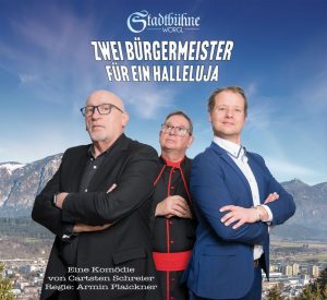 Die Stadtbühne Wörgl bringt von 21.3.-12.4.2025 im Volkshaus Wörgl die Komödie "Zwei Bürgermeister für ein Halleluja" auf die Bühne. Foto: Stadtbühne Wörgl