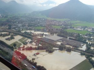 Inn-Hochwasser August 2005. Foto: Flugrettung Tirol