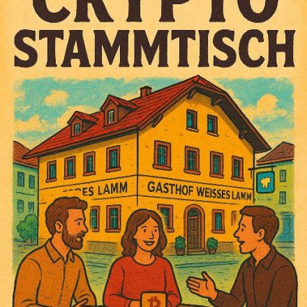 Das Unterguggenberger Institut freut sich auf einen spannenden Crypto Stammtisch im Gasthof Weißes Lamm in Wörgl am 29.10.2025. Grafik: Daniel/Kadri Hoffmann