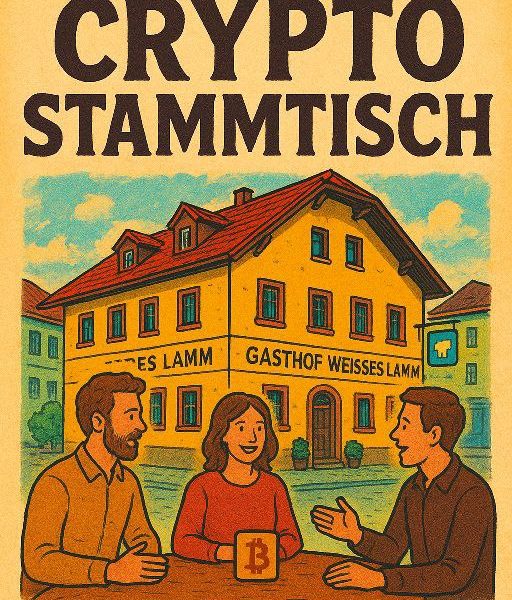 Das Unterguggenberger Institut freut sich auf einen spannenden Crypto Stammtisch im Gasthof Weißes Lamm in Wörgl am 29.10.2025. Grafik: Daniel/Kadri Hoffmann