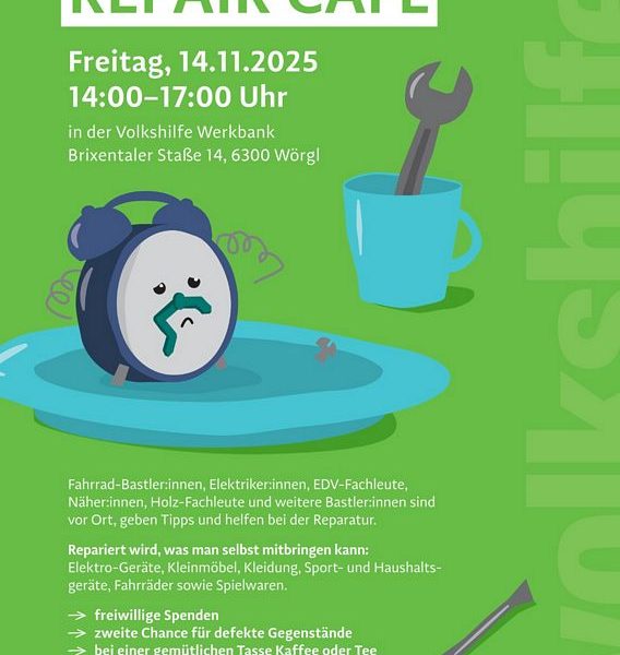 Repaircafé Wörgl am 14.11.2025. Foto: Volkshilfe Werkbank