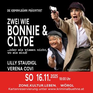 Lilly Staudigl und Verena Covi gastieren als "Queens of Crime" am 16.11.2025 in der Zone Wörgl. Foto: kriminalbuehne.at