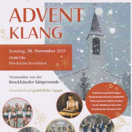 Die Sängerrunde Bruckhäusl lädt am Sonntag, 30. November 2025 ab 19 Uhr in der Pfarrkirche zum Benefizkonzert "Adventklang". Foto: Sängerrunde Bruckhäusl.