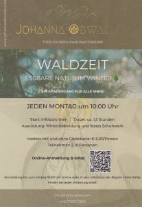Die Natur im Winter entdecken - bei Waldspaziergänge von Johanna Obwaller. Grafik: Obwaller