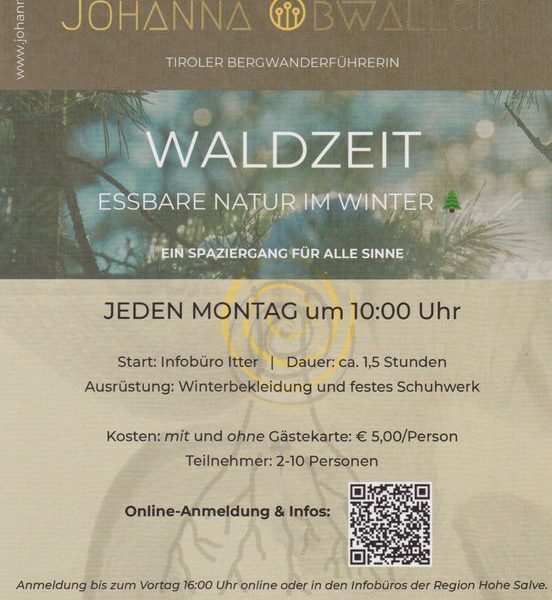 Die Natur im Winter entdecken - bei Waldspaziergänge von Johanna Obwaller. Grafik: Obwaller