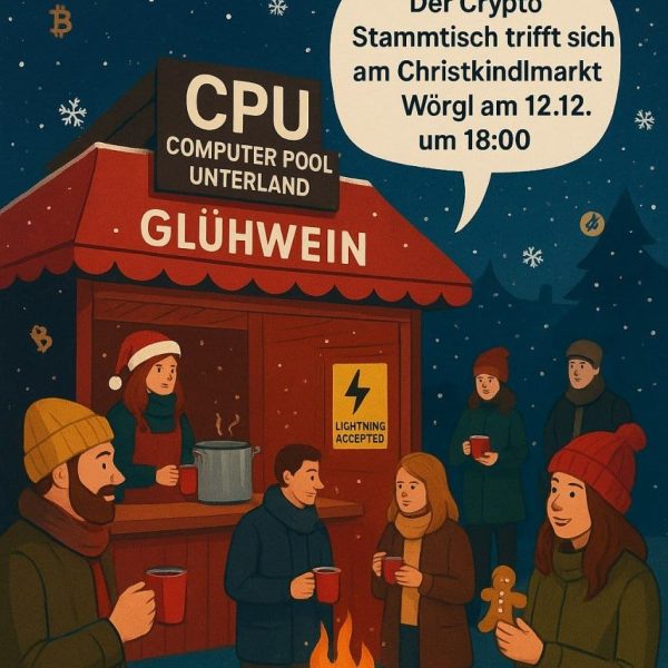 Crypto-Stammtisch am 12.12.2025 ab 18 Uhr beim Wörgler Christkindlmarkt. Grafik: Daniel Hoffmann