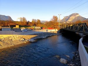 Hochwasserschutzbau Rendlbrücke Brixentaler Ache November 2025. Foto: Veronika Spielbichler