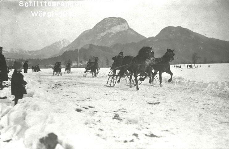 Pferdeschlittenrennen auf Schnee wurden in Wörgl ab 1901 vom Wörgler Trabrennverein veranstaltet. Foto: Stadtarchiv Wörgl/Trabrennverein
